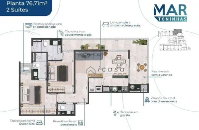 Apartamento com 2 dormitórios à venda, 76 m² por r$ 667.000,00 - praia das toninhas - ubatuba/sp