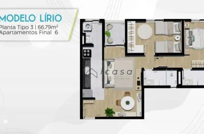Apartamento com 2 dormitórios à venda, 66 m² por r$ 380.000,00 - jardim são josé - caçapava/sp