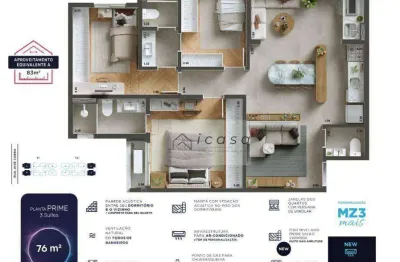 Apartamento com 3 dormitórios à venda, 76 m² por r$ 734.000,00 - parque industrial - são josé dos campos/sp