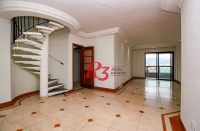 Cobertura com 4 dormitórios para alugar, 254 m² por r$ 11.000,00/mês - boqueirão - santos/sp