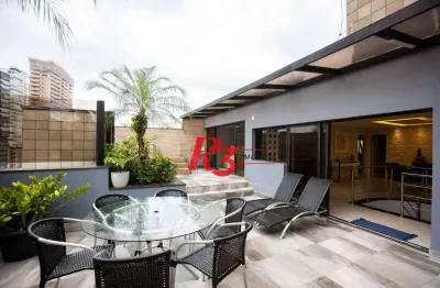 Cobertura com 3 dormitórios à venda, 310 m² por r$ 2.550.000,00 - gonzaga - santos/sp