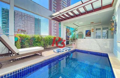 Cobertura com 5 dormitórios para alugar, 540 m² por r$ 23.000,00/mês - boqueirão - santos/sp