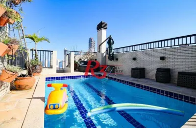 Cobertura com 4 dormitórios à venda, 292 m² por r$ 3.900.000,00 - pompéia - santos/sp