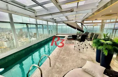 Cobertura à venda, 450 m² por r$ 8.900.000,00 - gonzaga - santos/sp