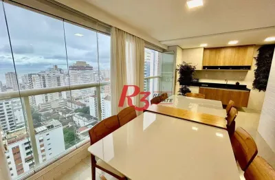 Apartamento com 3 dormitórios para alugar, 122 m² por r$ 15.000,00/ano - gonzaga - santos/sp