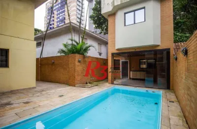 Casa, 450 m² - venda por r$ 4.600.000,00 ou aluguel por r$ 23.000,00 - gonzaga - santos/sp
