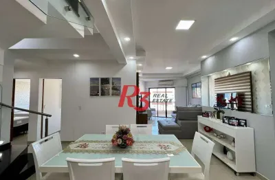 Cobertura à venda, 280 m² por r$ 2.200.000,00 - barra funda - guarujá/sp