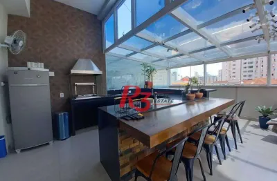 Apartamento garden à venda, 90 m² por r$ 1.400.000,00 - campo grande - santos/sp