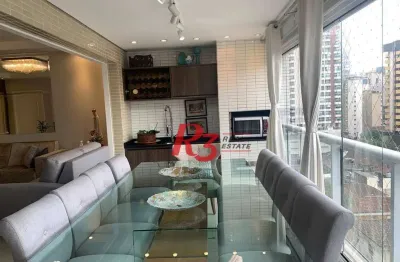 Apartamento com 3 dormitórios para alugar, 181 m² por r$ 15.000,00/mês - gonzaga - santos/sp