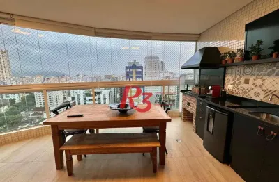Apartamento com 3 dormitórios à venda, 124 m² por r$ 2.150.000,00 - boqueirão - santos/sp