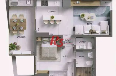 Apartamento com 1 dormitório à venda, 59 m² por r$ 719.000 - ponta da praia - santos/sp