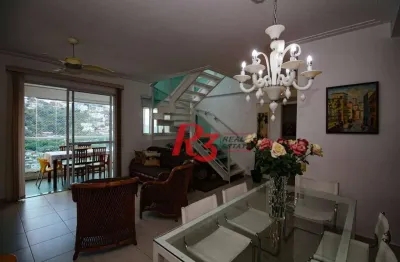 Cobertura para alugar, 123 m² por r$ 8.500,00/mês - josé menino - santos/sp