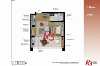 Studio à venda, 39 m² por r$ 625.000,00 - boqueirão - santos/sp