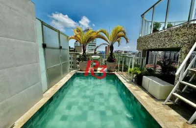 Cobertura com 3 dormitórios à venda, 289 m² por r$ 2.200.000,00 - ponta da praia - santos/sp