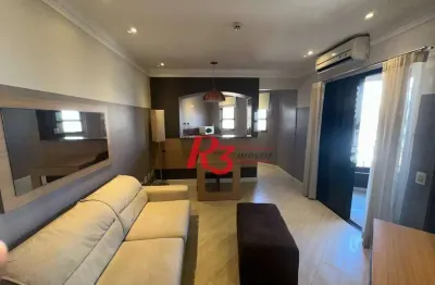 Flat com 1 dormitório para alugar, 44 m² por r$ 4.500,00/mês - gonzaga - santos/sp