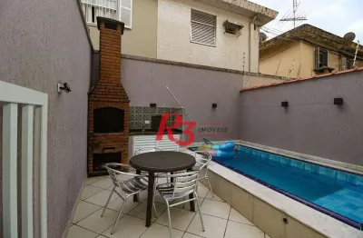 Casa com 3 dormitórios c 3 suites, piscina  à venda, 141 m² por r$ 1.340.000 - marapé - santos/sp