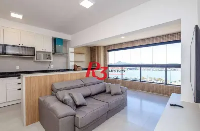 Apartamento com 2 dormitórios para alugar, 65 m² por r$ 7.000,00/mês - ponta da praia - santos/sp