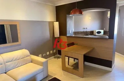 Flat 1 dormitório, sala e varanda  à venda, 44 m² por r$ 428.000 - gonzaga - santos/sp