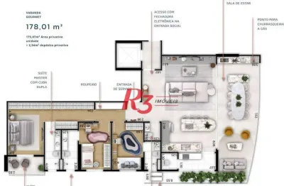 Apartamento à venda, 178 m² por r$ 2.517.399,93 - boqueirão - santos/sp