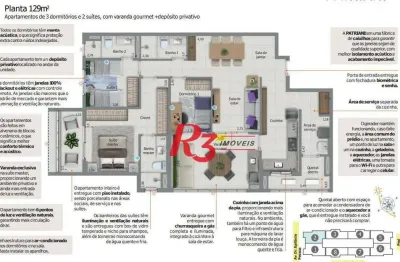 Apartamento com 3 dormitórios à venda, 129 m² por r$ 1.831.200,00 - embaré - santos/sp