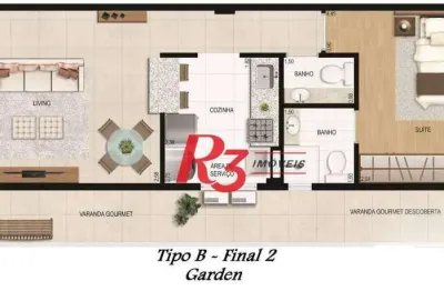 Apartamento garden à venda, 58 m² por r$ 780.000,00 - boqueirão - santos/sp