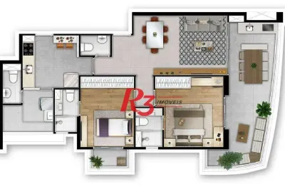Apartamento à venda, 91 m² por r$ 1.315.141,38 - boqueirão - santos/sp
