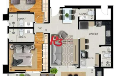Apartamento à venda, 97 m² por r$ 1.365.437,13 - embaré - santos/sp