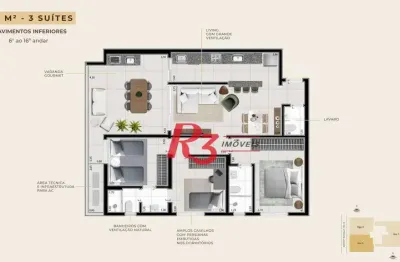 Apartamento com 3 dormitórios à venda, 106 m² por r$ 1.431.659,41 - boqueirão - santos/sp
