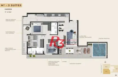 Apartamento garden à venda, 135 m² por r$ 1.759.217,34 - boqueirão - santos/sp