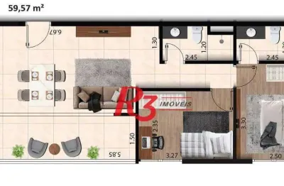 Apartamento à venda, 59 m² por r$ 508.000,00 - macuco - santos/sp