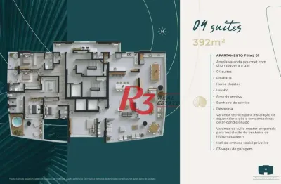 Apartamento à venda, 392 m² por r$ 8.221.182,84 - ponta da praia - santos/sp