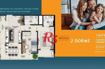 Apartamento à venda, 72 m² por r$ 826.369,27 - encruzilhada - santos/sp