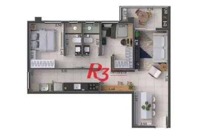 Apartamento à venda, 67 m² por r$ 611.417,12 - macuco - santos/sp