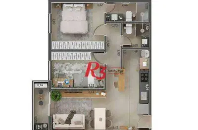 Apartamento à venda, 56 m² por r$ 551.668,20 - macuco - santos/sp