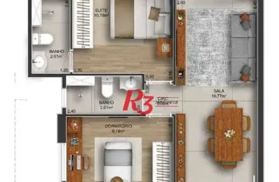 Apartamento à venda, 74 m² por r$ 793.800,00 - gonzaga - santos/sp