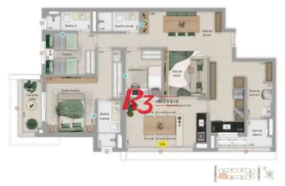 Apartamento à venda, 123 m² por r$ 1.872.000,00 - embaré - santos/sp