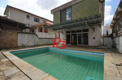 Sobrado com 4 dormitórios para alugar, 390 m² por r$ 13.500,00/mês - boqueirão - santos/sp