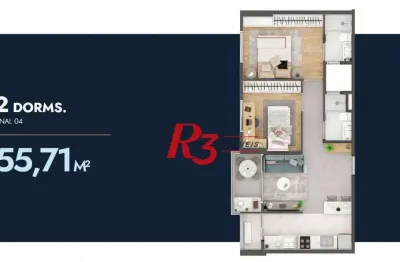 Apartamento com 2 dormitórios à venda, 55 m² por r$ 557.000,00 - itararé - são vicente/sp