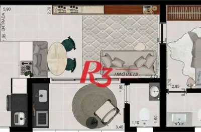 Apartamento à venda, 49 m² por r$ 495.000,00 - aparecida - santos/sp