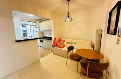 Apartamento com 1 dormitório para alugar, 50 m² por r$ 3.800,00/mês - gonzaga - santos/sp