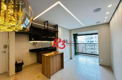 Apartamento com 2 dormitórios para alugar, 62 m² por r$ 5.700,00/mês - marapé - santos/sp