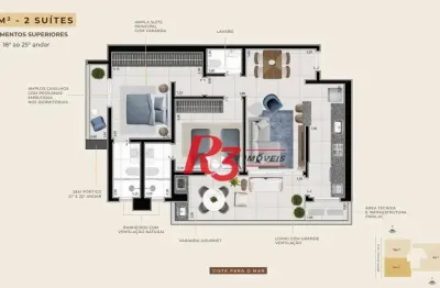 Apartamento com 2 dormitórios à venda, 107 m² por r$ 1.420.000,00 - boqueirão - santos/sp
