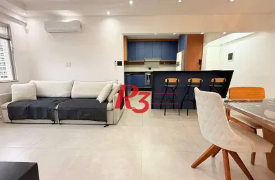 Apartamento com 2 dormitórios para alugar, 83 m² por r$ 4.950,00/mês - marapé - santos/sp