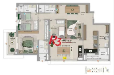 Apartamento com 3 dormitórios à venda, 129 m² por r$ 1.885.000,00 - embaré - santos/sp
