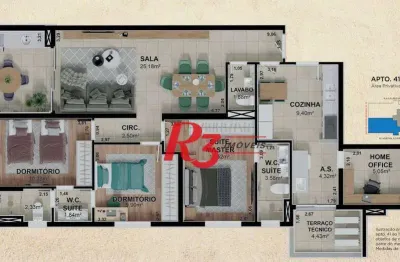 Apartamento à venda, 132 m² por r$ 1.719.000,00 - pompéia - santos/sp