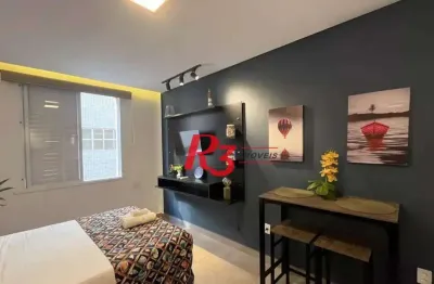 Kitnet com 1 dormitório para alugar, 30 m² por r$ 3.600,00/mês - josé menino - santos/sp