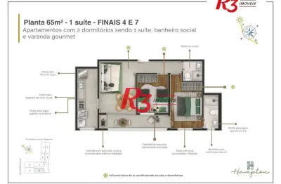 Apartamento à venda, 65 m² por r$ 615.000,00 - marapé - santos/sp