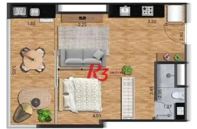 Apartamento com 1 dormitório à venda, 39 m² por r$ 460.000,00 - josé menino - santos/sp