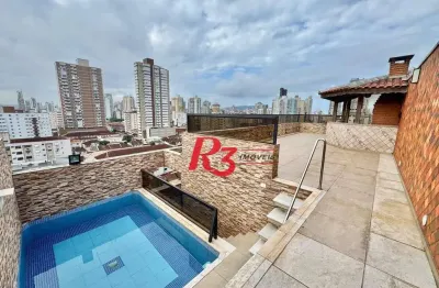 Cobertura com 3 dormitórios à venda, 170 m² por r$ 1.100.000,00 - campo grande - santos/sp