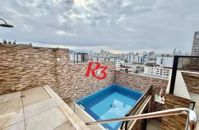 Cobertura com 3 dormitórios à venda, 170 m² por r$ 1.100.000,00 - campo grande - santos/sp
